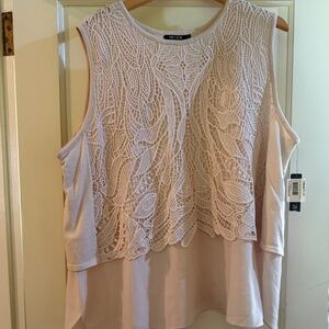 NWT 3X NIC+ZOE Sleeveless Lace Overlay Blouse